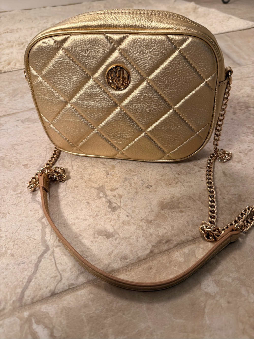 Lilly Pulitzer Metallic Gold Quilted Shoulder Crossbody